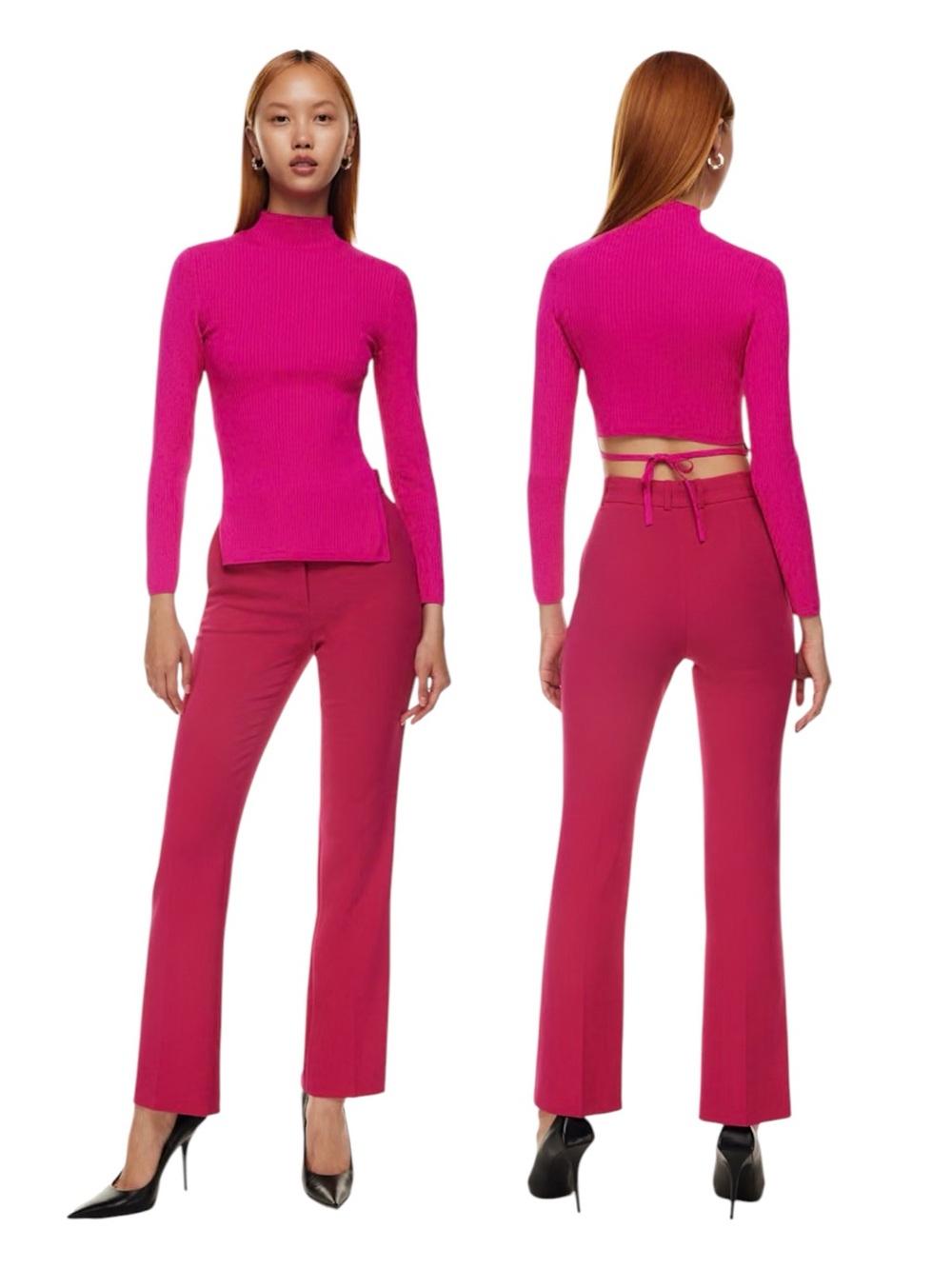 NEW WITH TAGS Aritzia Babaton Sculpt Knit Tie Back Long Sleeve Granita Pink 2XS